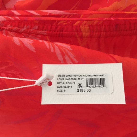 Milly Cabana Diana Tropical Palm Ruched Skirt Size Small - Picture 4 of 4